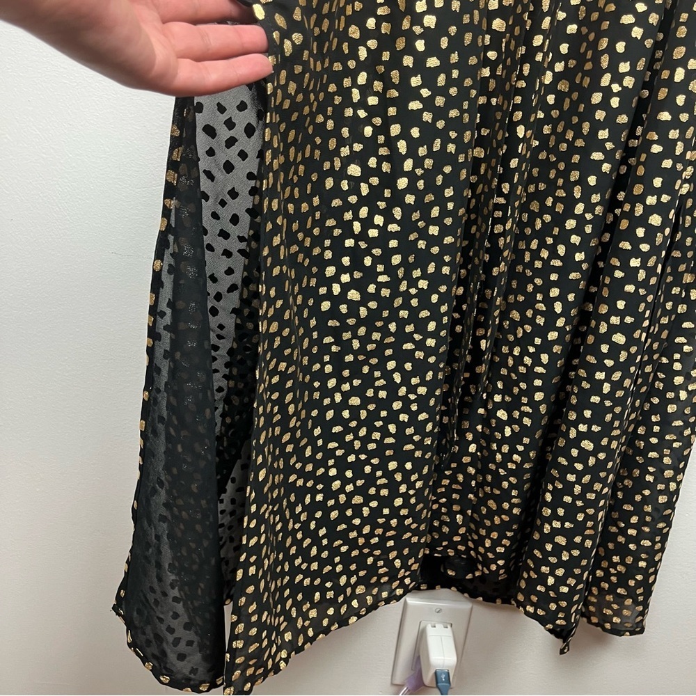 Swimsuits For All Black Metallic Gold Spots Cover Up Sheer‎ Caftan Size 2X/3X - Picture 6 of 10